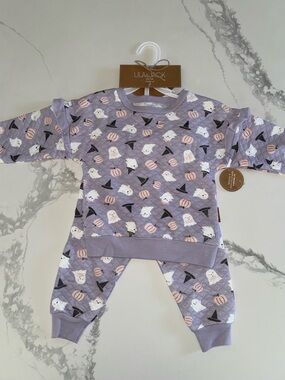 Lila & Jack Girls’ Ghost Pumpkin Sweatshirt Joggers Set 2T, Fall or Halloween